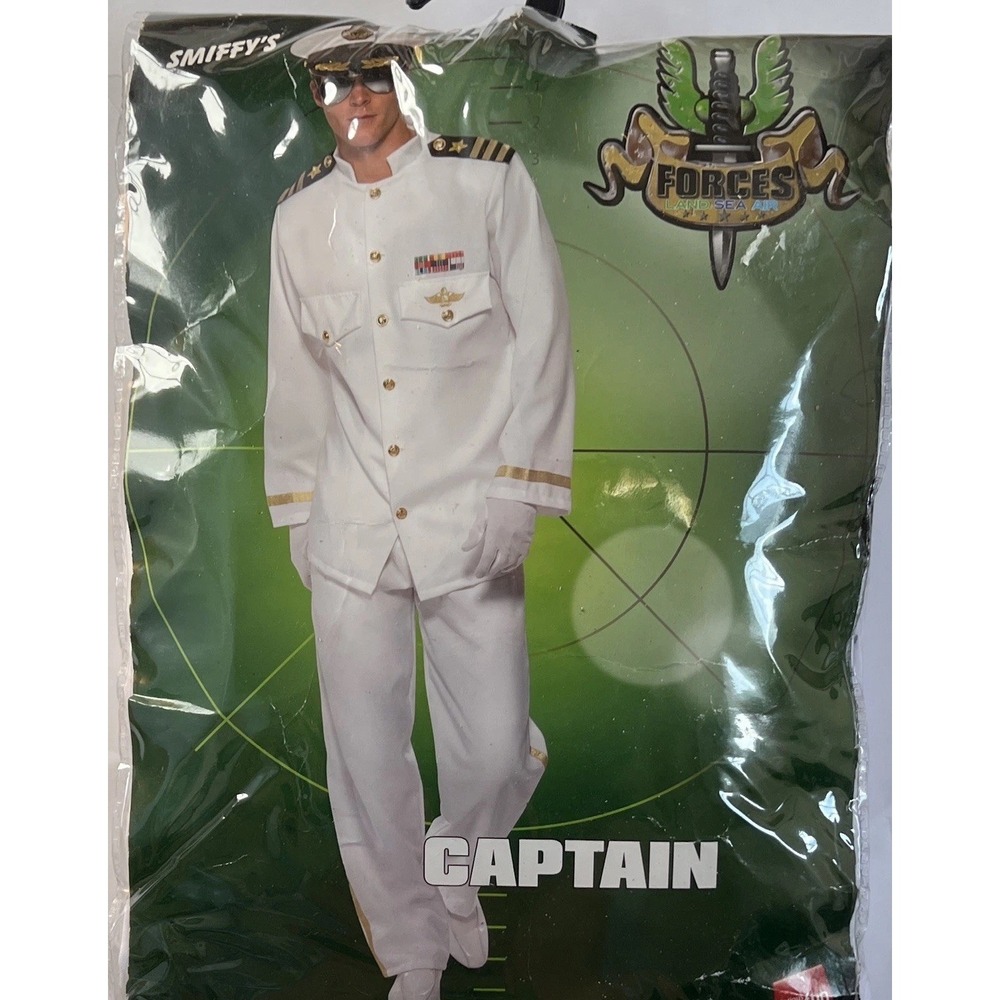 Smiffys Men's Captains Halloween Costume Size Large White Excellent Condition